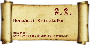 Horpácsi Krisztofer névjegykártya